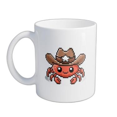 Imagem de Caneca Xícara de Café Porcelana 300ml Caranguejo Chapéu de Cowboy