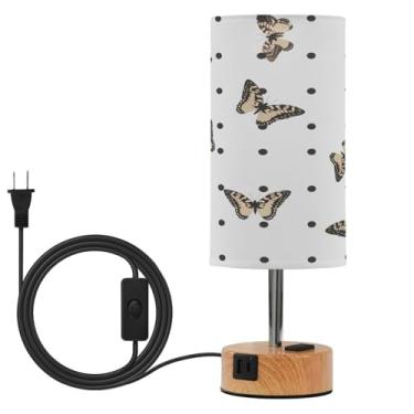 Imagem de Wassud Abajur de mesa de cabeceira de borboletas com pontos de toque com 3 temperaturas de cor, luminária de mesa moderna com forro de sombra para suporte noturno para sala de estar, quarto