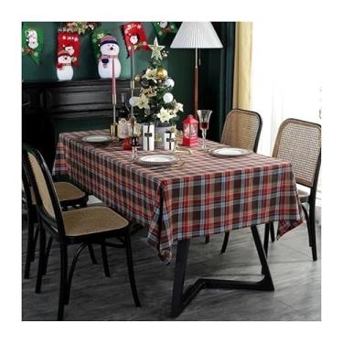 Imagem de GTIANHE-TAN Toalha de mesa retangular estilo casa de fazenda, durável, fácil de limpar para ambientes internos e externos, eventos e decorações de festa (vermelho café, 140 x 100 cm)