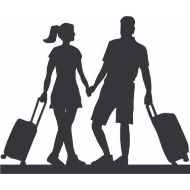 Imagem de Enfeite Decorativo de Mesa Silhueta Família em MDF para Sala Quarto Escritório Decoração Moderna (Casal Viagem SL-F32)