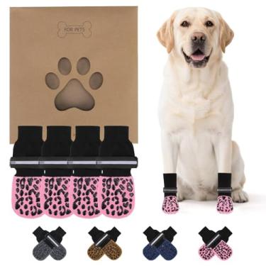 Imagem de KOOLTAIL Meias antiderrapantes para evitar lamber patas, sapatos de cachorro para pavimento quente, botas refletivas de controle de tração, botas de cachorro e protetor de patas para pisos de madeira