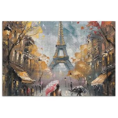 Imagem de Quebra-cabeça de pintura Eiffel Paris 500 peças decoração colorida adulto pintura paisagem quebra-cabeça presentes para amantes de quebra-cabeça