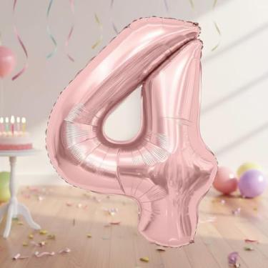 Imagem de 1 balão número metálico rosa de 81 cm, balão reutilizável de alumínio para decorações de festa de aniversário e aniversário