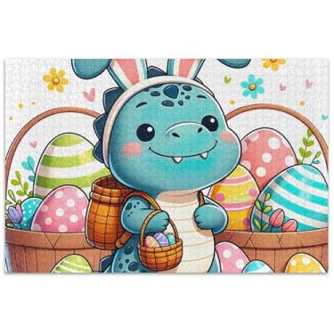 Imagem de Quebra-cabeça engraçado dinossauro coelho Páscoa 500 peças para adultos quebra-cabeça presentes paisagem quebra-cabeça família brinquedo arte