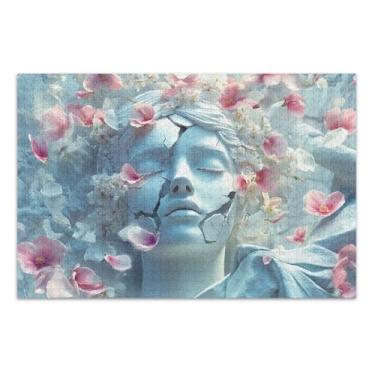 Imagem de Quebra-cabeças esculturas flores rosa 1000 peças para adultos, jogo de quebra-cabeça com letras na parte de trás