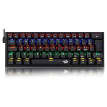 Imagem de Teclado Mecânico Gamer Redragon Fizz - ABNT2 - Iluminação Rainbow - Switch Azul - Preto - K617-R-B