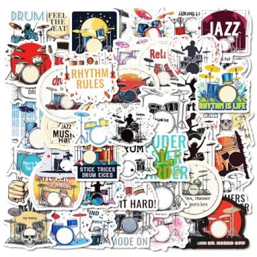 Imagem de Pacote com 50 adesivos de tambor, garrafas de água, laptop, celular, computador, guitarra, skate, hidroflass, música, instrumento, vinil, adesivos, impermeáveis, estéticos, modernos decalques para