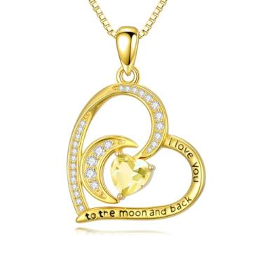 Imagem de WYDDO Colares de coração para mulheres, mãe, esposa, banhado a ouro 14 quilates, pedra do mês de nascimento, Natal, Dia dos Namorados, presentes para sua esposa, filha, mãe, One Size, Base, Pedra do