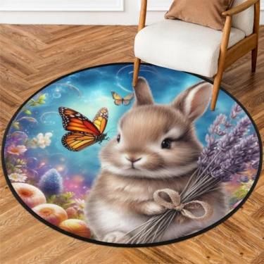 Imagem de Tapete redondo pequeno de 1,8 m de altura, tapete circular antiderrapante, lavável, tapete circular para quarto, sala de estar, berçário, cozinha, banheiro, entrada, decoração de casa