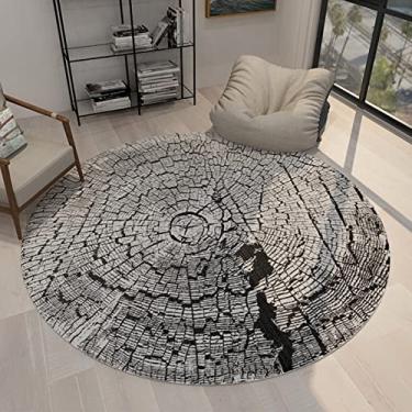Imagem de Tapete redondo abstrato moderno, tapete redondo macio para quarto, tapete de cozinha, lavável antiderrapante para sala de estar, quarto, C, diâmetro 80 cm