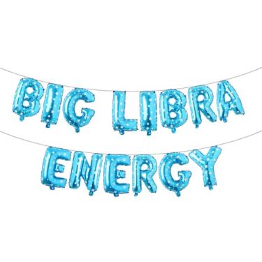 Imagem de Balões de letras - BIG LIBRA ENERGY 40,6 cm letras do alfabeto folha balão Mylar Setembro ou Outubro aniversário festa balão banner (BIG LIBRA ENERGY Blue Star)