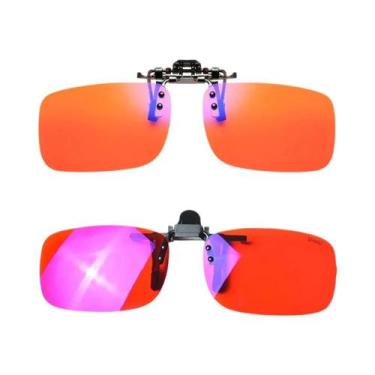 Imagem de Óculos De Sol Polarizados Anti Luz Azul Com Clip Laranja Amarelo Bloqu