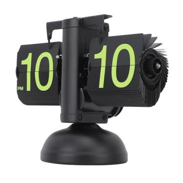 Imagem de GLOGLOW Relógio Digital Flip Down, Aço Inoxidável 304, Relógio de Mesa Mecânico retrô, 6,3 X 8,3 Polegadas, Alimentado por Bateria, para Decoração Diária de Sala de Estar e Escritório (Número verde