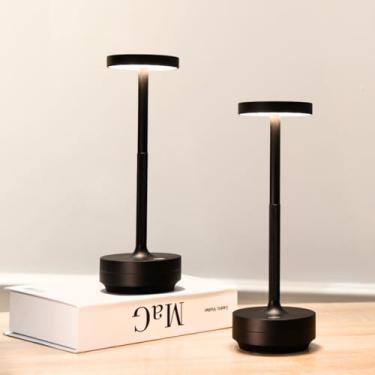Imagem de Pacote com 2 Candeeiros de mesa sem fio recarregáveis – à prova d'água, iluminação sensível ao toque, luz de mesa de LED portátil para uso ao ar livre, pátio, restaurante (pacote com 2)