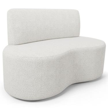 Imagem de Sofá 2 Lugares Orgânico Para Sala de Estar Living Larissa L02 Bouclê Branco - Lyam Decor