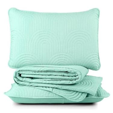 Imagem de Kit Cobre Leito Colcha Arcos Casal Padrão Dupla Face Matelado 200 Fios