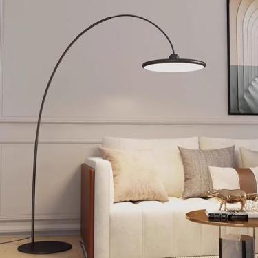 Imagem de Luminária de chão LED em arco de 32W, tricolor, dimerizável, moderna e minimalista, vertical, para leitura, com proteção ocular, luminária decorativa de coluna para sala de estar e quarto.