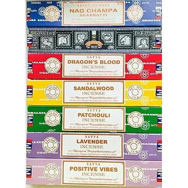 Imagem de Satya Conjunto de presente de incenso Nag Champa, super hit, sangue de dragão, sândalo, patchouli, lavanda, vibrações positivas, 15 g