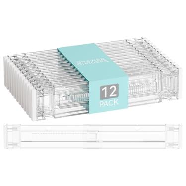 Imagem de Yieach Pacote com 12 divisórias de gaveta de acrílico rasas de 8,5 cm para roupas, expansível de 38 a 53 cm, divisórias ajustáveis para roupas de bebê, meias, roupas íntimas, separadores de gaveta