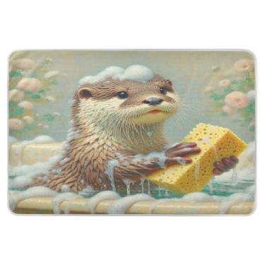 Imagem de Almofadas de banho de lontra relaxadas bege à prova d'água para cama, almofadas laváveis e reutilizáveis