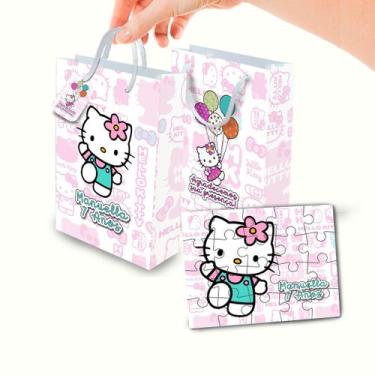 Imagem de 20 Lembrancinha Sacolinha Quebra Cabeça Personalizado Hello Kitty - Ba