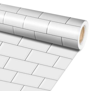 Imagem de Qyeahkj Quadro de avisos em azulejo branco, papel de fundo para quadro de avisos, cor branca, resistente ao desbotamento, decoração de sala de aula, pôster, arte, artesanato, casa, parede, educação