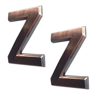 Imagem de Adesivos de letras 3D da casa A a Z, adesivos de decoração de parede do alfabeto para porta do apartamento/caixa de correio/placa de endereço., Bronze, 2.75" Letter Z