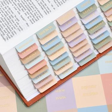 Imagem de Abas bíblicas espanholas, multicoloridas, 66 etiquetas de capítulo de letras douradas + 39 abas em branco para bricolage, inclui régua de alinhamento, adesivos de índice da Bíblia em espanhol