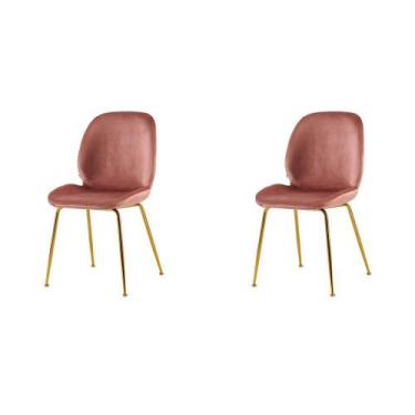 Imagem de Conjunto com 2 Cadeiras Lille Beetle Rose Base Dourada - Mobly