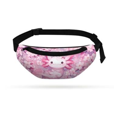 Imagem de doginthehole Pochete infantil para meninas com zíper, bolsa transversal leve para meninas, Kawaii Axolotl, One Size