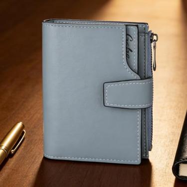 Imagem de Carteira masculina de couro curta com zíper, organizador diário azul marinho (azul)