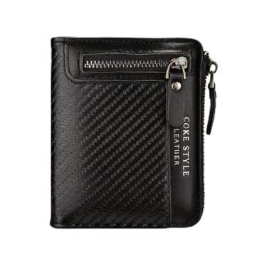 Imagem de Carteira masculina fashion preta com alça curta em relevo em couro PU, design curto moderno com alça, couro PU em relevo e funcionalidade de vários cartões