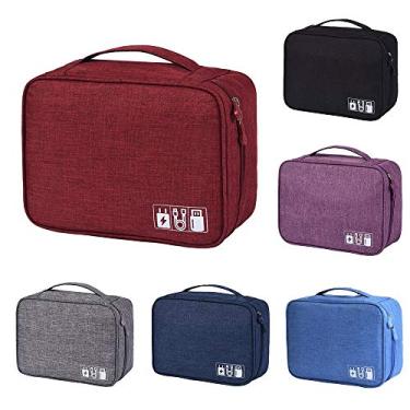 Imagem de Organizador de Eletrônicos Bolsa Armazenamento Cabos para Viagem Carregador USB Acessórios Dispositivos Digitais Divisor Caixa Doméstico com Cintos El