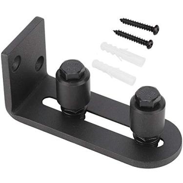 Imagem de CUOFYUNL Guia de piso deslizante ajustável em aço carbono para acessório de hardware de porta de celeiro (Rodas duplas comuns (pretas))