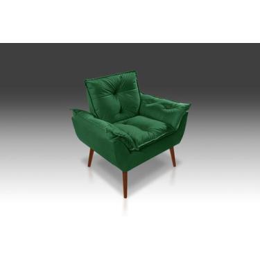 Imagem de Poltrona Opala Com Fibra Siliconada Suede verde-RV DECORA - CASA DA PO