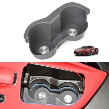 Imagem de Bracingo Porta-copos de carro para porta-copos, suporte de copo de silicone antiderrapante compatível com Corvette C8 Stingray Z51 2020-2025, para C8 Z06 2023-2025, para E-ray 2024-2025 (cinza)