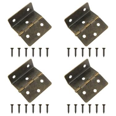 Imagem de Lovelysp Dobradiça de armário de três dobras de cor bronze com parafusos de instalação com seis furos de 41 mm de comprimento, adequada para caixas de madeira e conserto de móveis