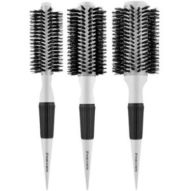 Imagem de Kit 3 Escova De Cabelo Marco Boni Branca Profissional Termica Ceramica