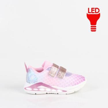 Imagem de Tênis Mini Pé Menina Sereia tiras autocolantes Com Led Mp2413 Pink, Ro