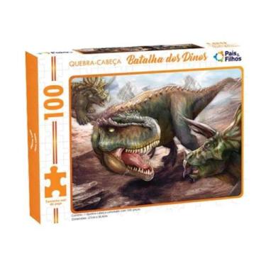 Imagem de Quebra Cabeça Batalha dos Dinos +4 Anos Infantil  100 Peças Pais e Fil