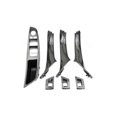 Imagem de Compatível com BMW série 5 F10 F18 520i 525i 528i 530 2010 2011-2016 Acessórios para carro 51417225851 51417225852 Apoio de braço da porta interna direita esquerda do carro(7PCS Carbon Fiber)