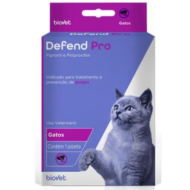 Imagem de Defend Pro Antipulgas Para Gatos Até 10Kg (1 Pipeta) - Biovet