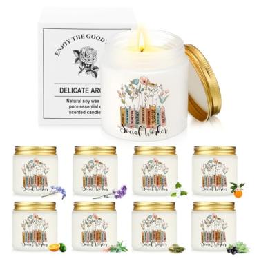 Imagem de Lewtemi Presentes de agradecimento de assistente social, vela perfumada de cera de soja para mulheres, homens, colega de trabalho, MSW LCSW, aposentadoria, formatura, aniversário, lembrancinhas