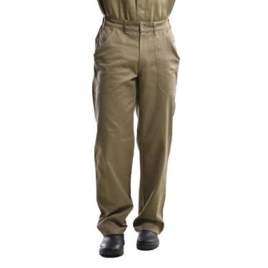 Imagem de Calça Uniforme Profissional Brim Pesado Metade Elástico Caqui - Fardas