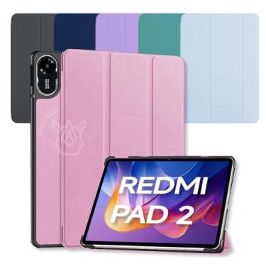 Imagem de Capa para Xiaomi Redmi Pad 2 – Kit Opcional com Película e Caneta - Case Rígida Magnética, Função Sleep/Wake e Suporte Integrado (Rosa-claro, Apenas Capa)
