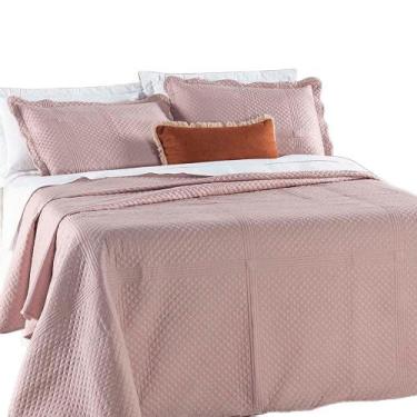 Imagem de Kit Cobre Leito Colcha Clean Solteiro Dupla face - Rosê - 100% Poliést