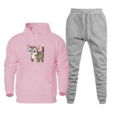 Imagem de Conjunto Moletom Infantil Estampa de Gatinho Menina-Feminino