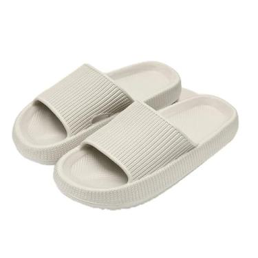 Imagem de Chinelos Cloud Slides para crianças, supermacios, confortáveis, para praia, piscina, sandálias, antiderrapantes, impermeáveis para meninas, meninos, sapatos internos e externos, Cinza, 20-21