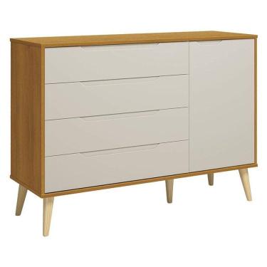 Imagem de Cômoda Com Porta Retrô Elfe Areia Acetinado Savana Natural - Reller