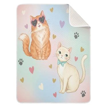 Imagem de Wassud Cobertor de bebê de gatos laranja e gato branco para meninos e meninas, cobertor macio de algodão essencial para recém-nascido, cobertor aconchegante para berçário, viagem, berço, carrinho de